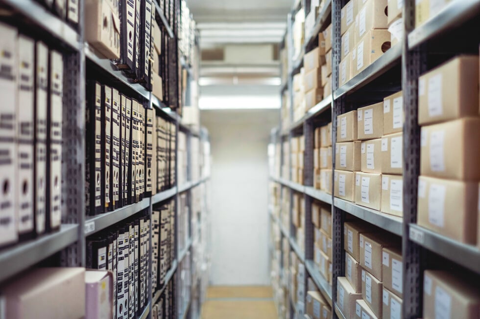 Archives and Boxes in Warehouse